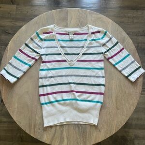 So Women's Striped V-Neck Sweater - Multicolor